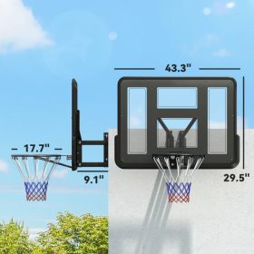 Soozier Wall Mounted Basketball Hoop, Basketball Goal Combo Kit With 43 Reinforced Shatter Resistant Backboard Multiple Packages Shipped. Please (Option: BLACK)